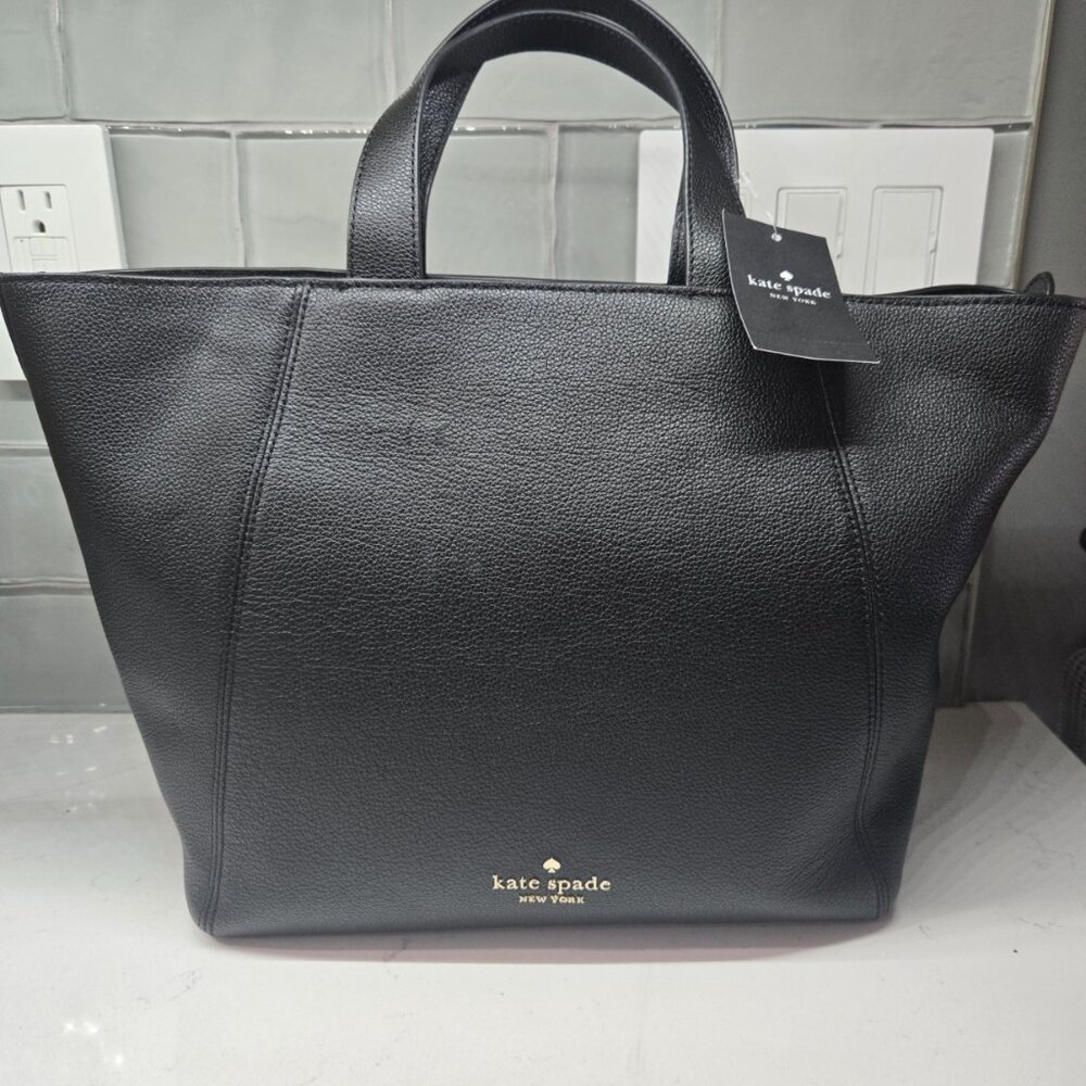 NEW Kate Spade Rosie Satchel Pebbled Leather Black Bag w/ Coin Purse - Picture 6 of 8